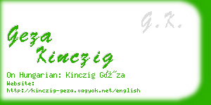 geza kinczig business card